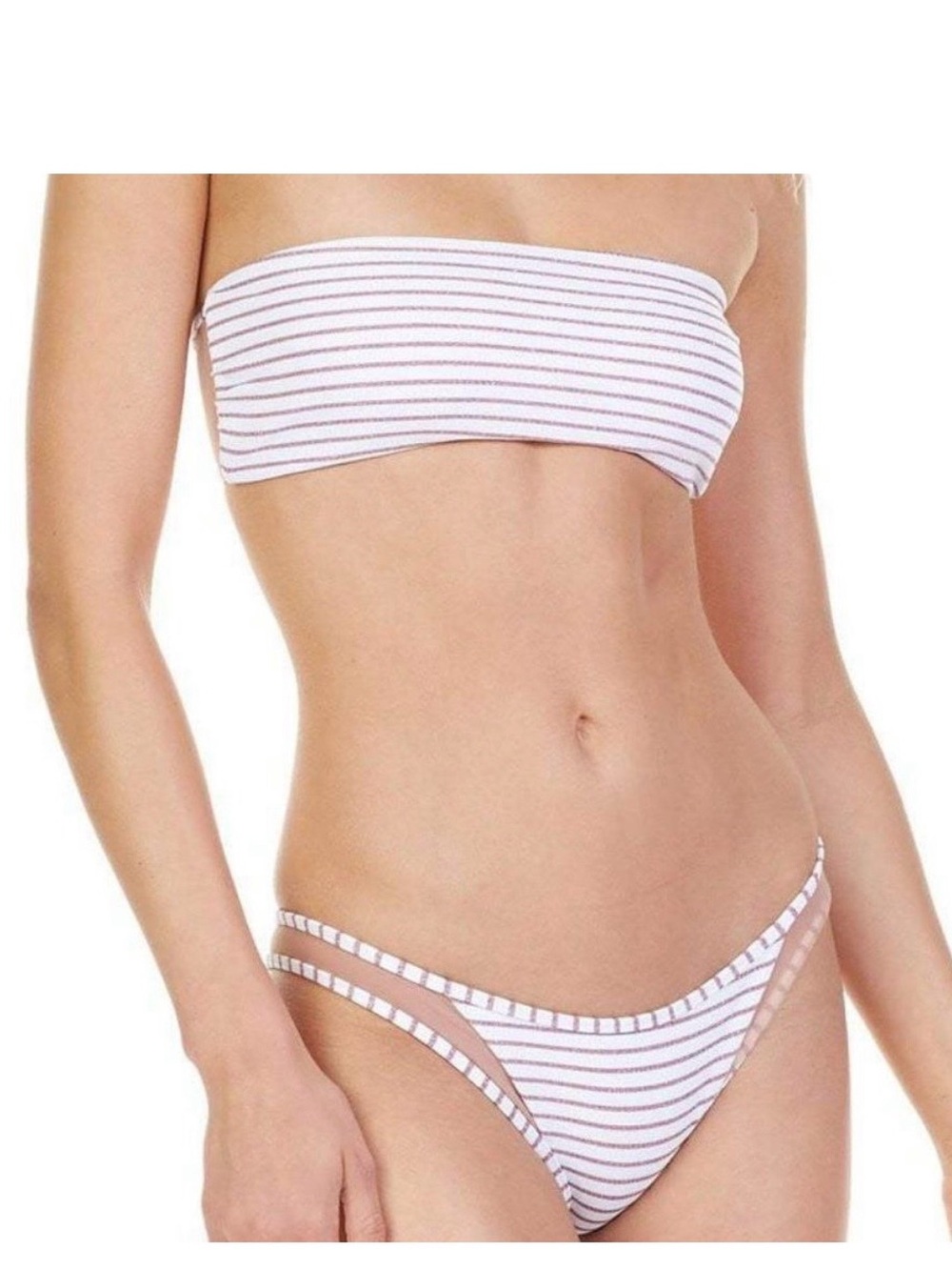 Praver Swimwear
Tori Praver Rose Gold Stripe
Ribbed Bikini Set